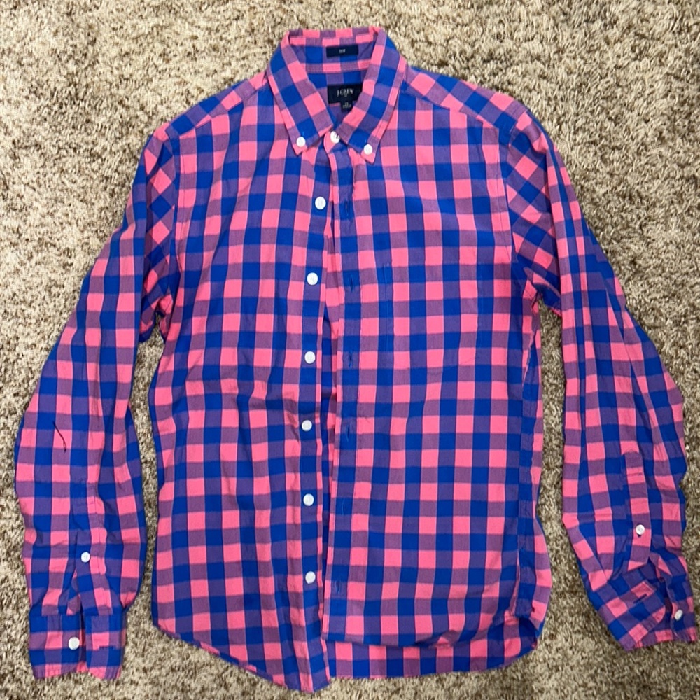 ☃️J. Crew Pink and Blue Long Sleeve Shirt XS slim fit